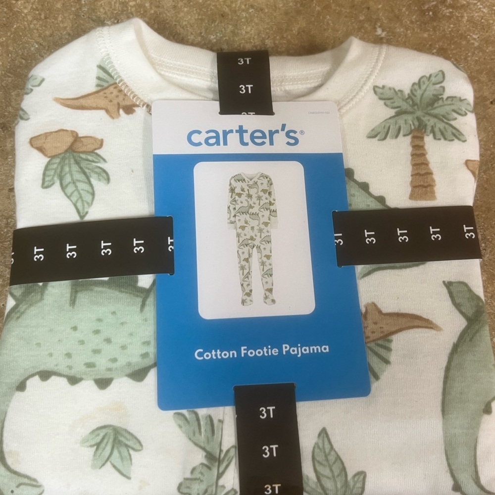 new carters footed pajama dinosaur size: 3T